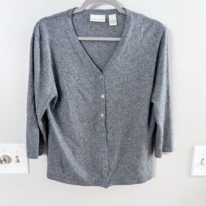 Relativity Silk and Cashmere Charcoal V-Neck Cardigan